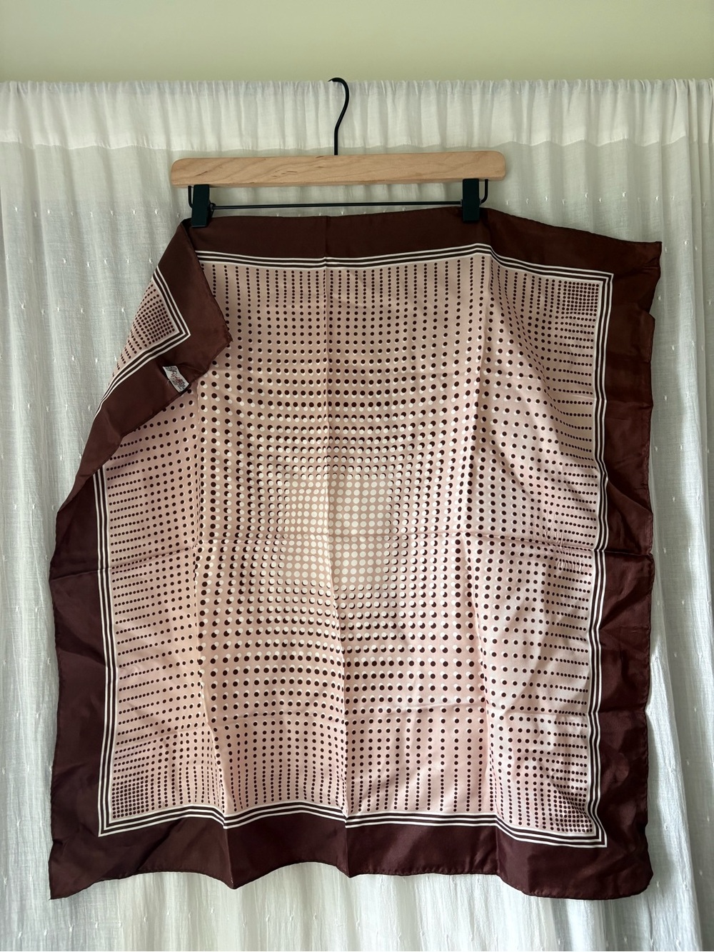 Vintage Jaxon Maxwell Brown and Cream Polka Dot Square Scarf